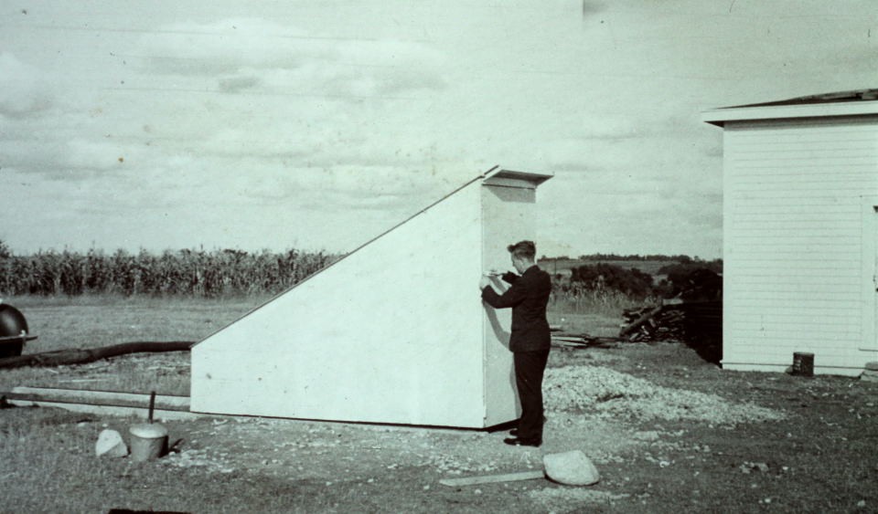 A.C. Tabbatt at the door of the C Shed