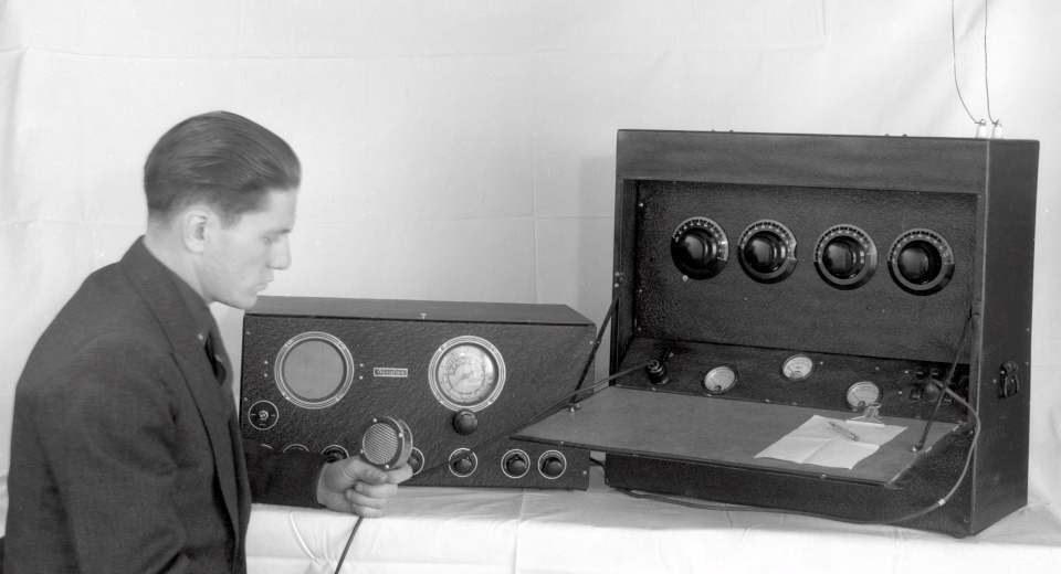 Joe Schmitz at the microphone - 1936.