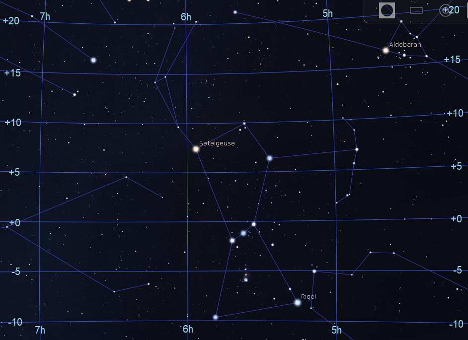 Area around the constellation Orion - Stellarium Area around the constellation Orion - Stellarium