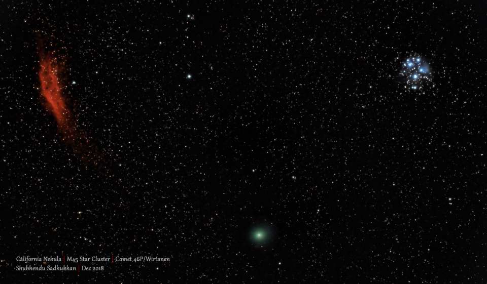 Comet 46P/Wirtanen / M45 / California Nebula by Shubhendu Sadhukhan 