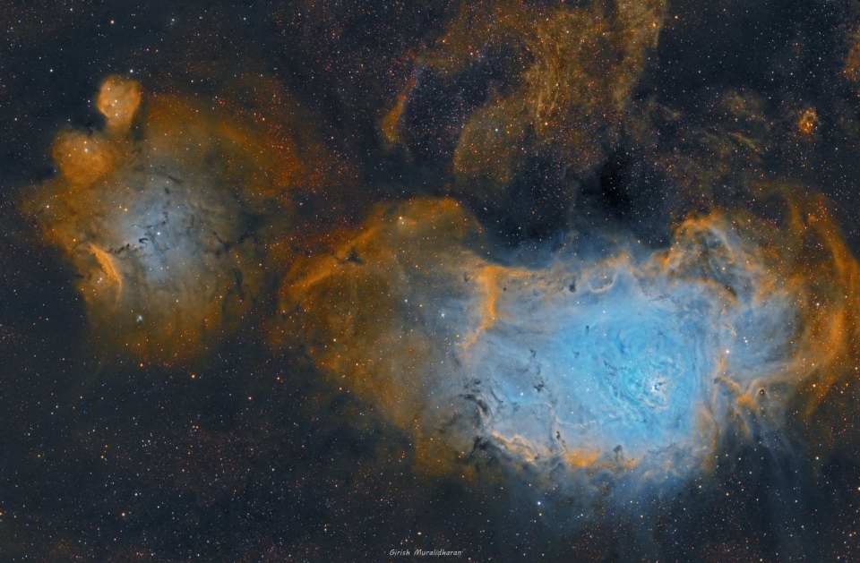 M8 Lagoon Widefield in Narrowband