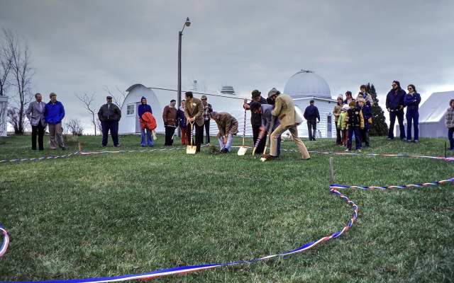 26" Building Ceremonial Groundbreaking. Frank Roldan, Richard Szopinski, Darrel Moore, Milton Pelisek, Ray Zit.