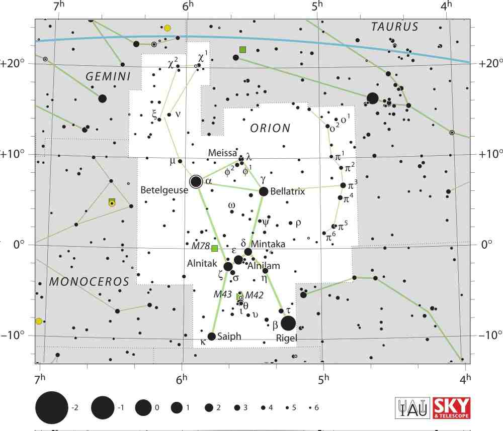 IAU and Sky & Telescope magazine (Roger Sinnott & Rick Fienberg), CC BY 3.0 <https://creativecommons.org/licenses/by/3.0>, via Wikimedia Commons Orion - Wikipedia Commons