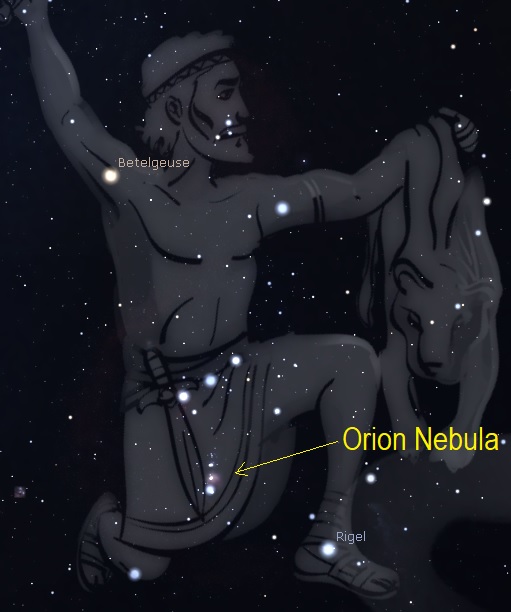 Orion Nebula Finder Chart - Stellarium