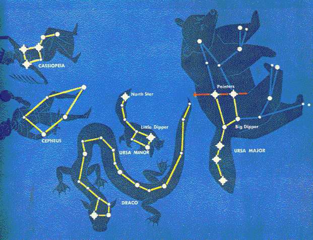 Circumpolar constellations from the out of print book, The Golden Book of Science.