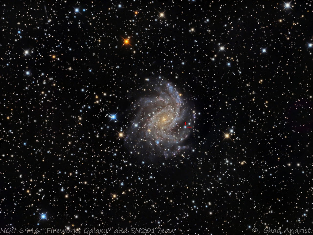NGC 6946 - Fireworks Galaxy and Supernova SN2017eaw by Chad Andrist 
