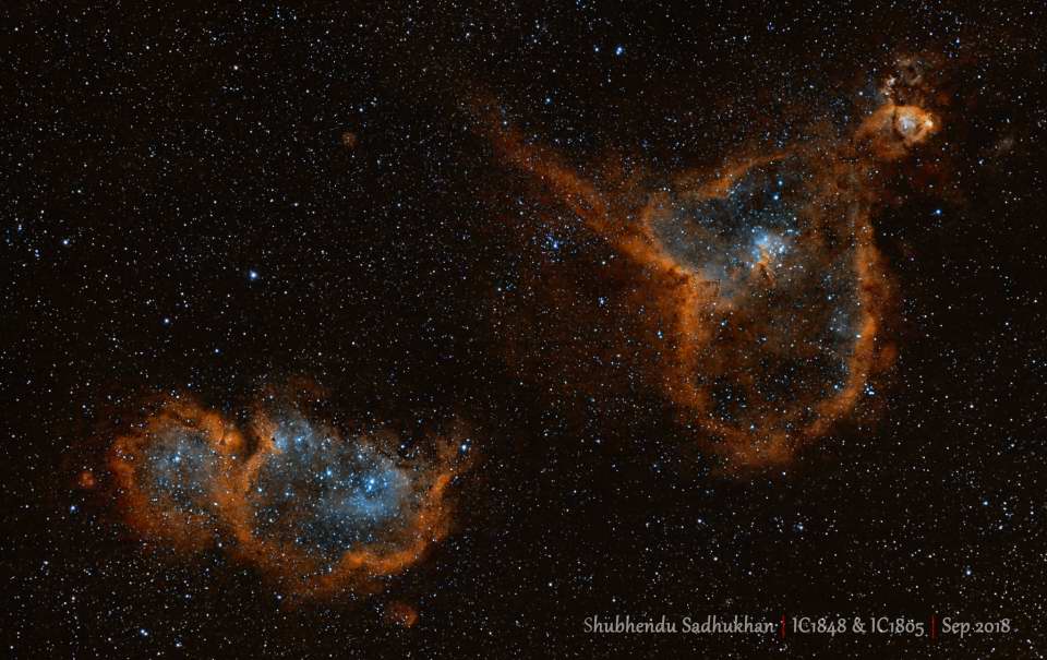 IC 1848 & IC 
		1805 - Heart and Soul Nebulas