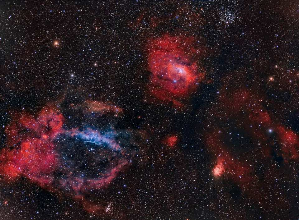 Lobster Claw and Bubble Nebula plus M52 by Chad Andrist.
