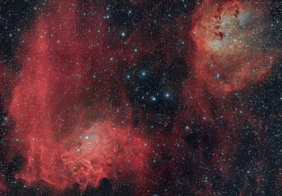 IC 405 Flaming Star, IC410 Tadpoles Nebula by Chad Andrist 